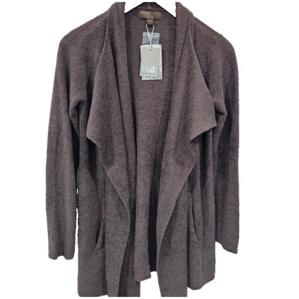 Barefoot Dreams‎ CozyChic Lite Waterfall Cardigan XXS XS Taupe Brown B463